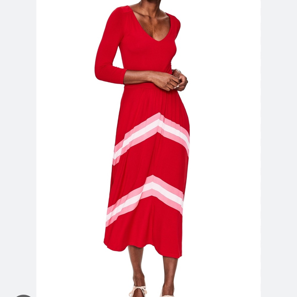 Boden Juliet red and pink jersey dress